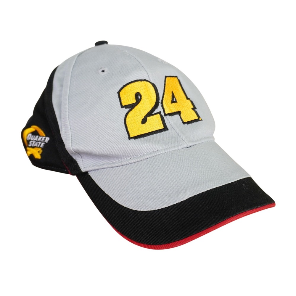 NASCAR Jeff Gordon Norscot Hat Grey Black #24 Quaker State Racing Cap Y2K